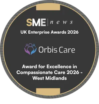UK Enterprise Awards 2026 winner badge, Excellence in Compassionate Care, West Midlands